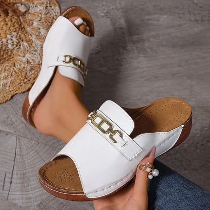 Open Toe Sandals with Metal Chain Decor - Urban Legend Wear