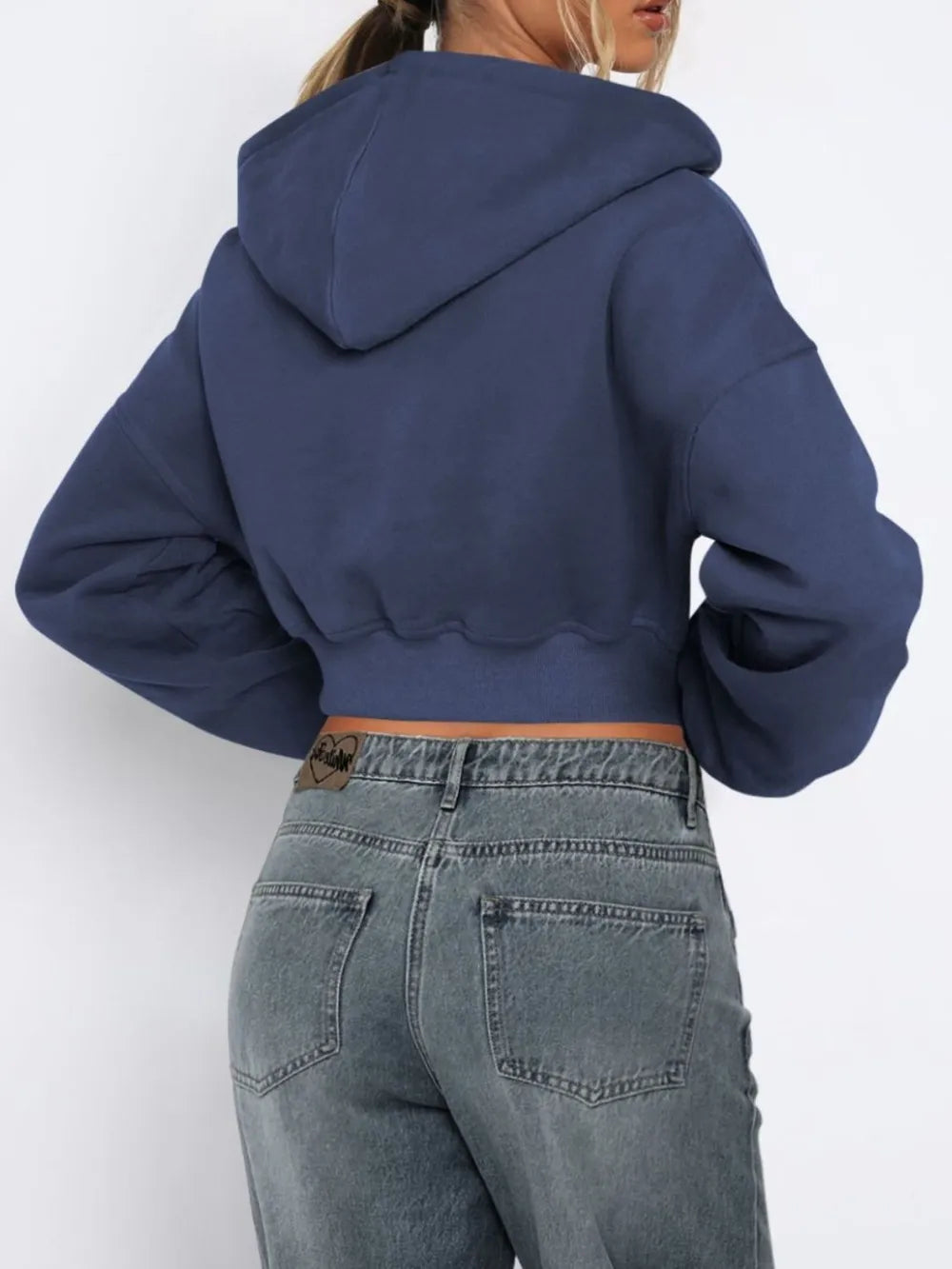 Zip Up Long Sleeve Hooded Cropped Jacket - Urban Legend Wear